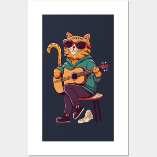 Drum n bass singing DJ Cat music T-shirt for Birthday Gift Posters and Art
